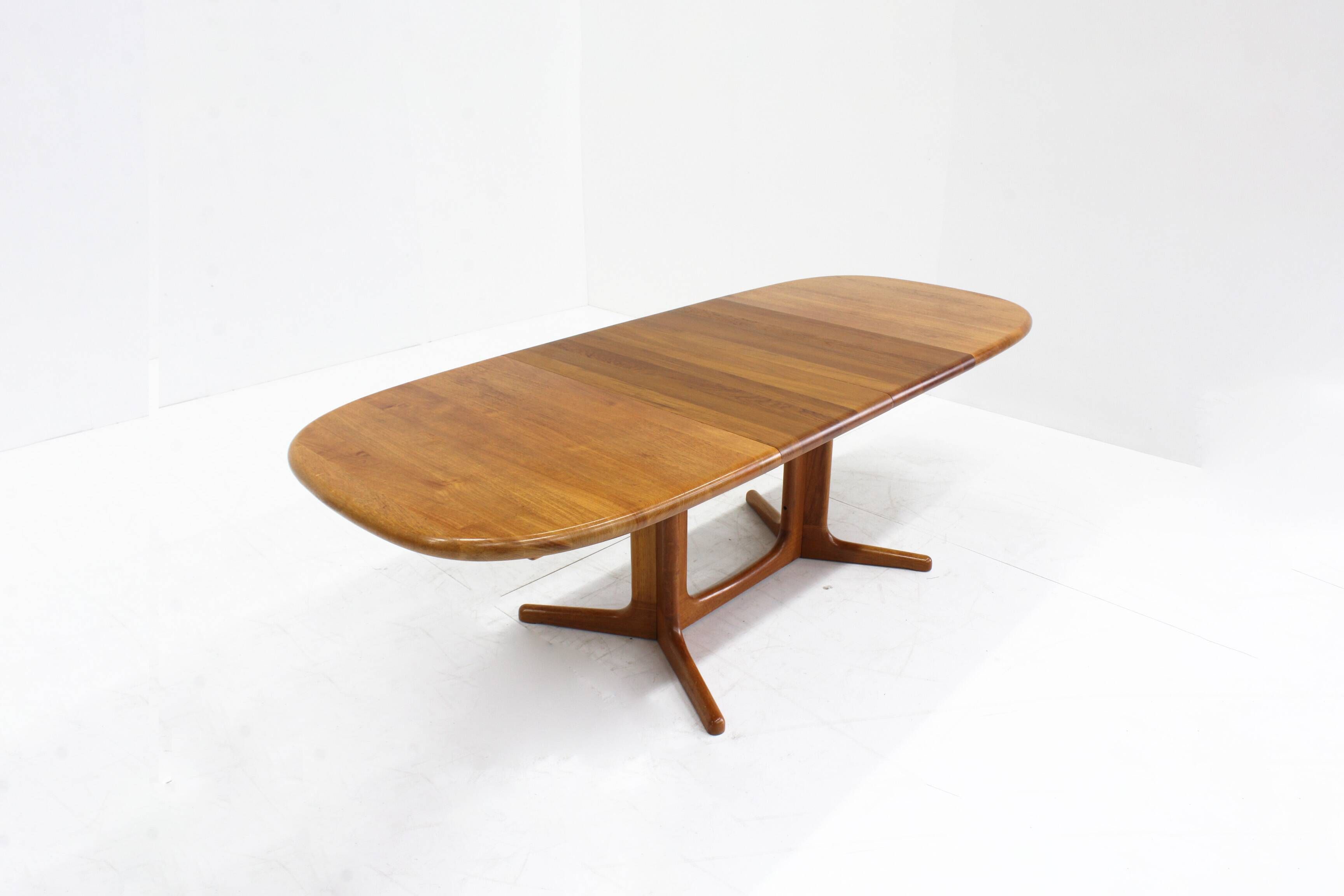 Vintage Glostrup Danish oval extendable dining table solid teak 1960s