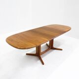 Vintage Glostrup Danish oval extendable dining table solid teak 1960s