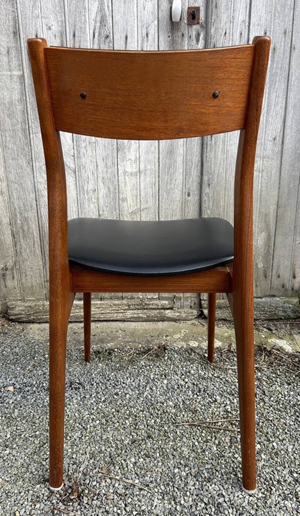 Four teak and black sky chairs, Scandinavian spirit, vintage, 60s