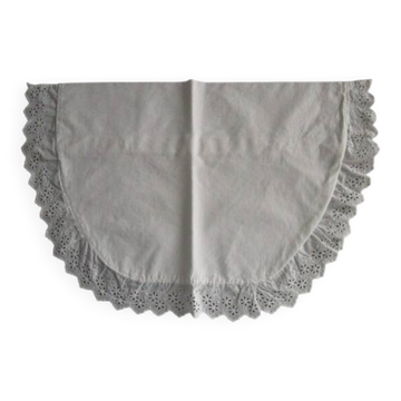 Antique embroidered crescent-shaped cradle pillowcase