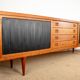 Extra long Danish sideboard, teak, oak, leatherette, 280 cm, Arne Hovmand-Olsen