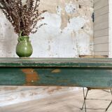 Vintage farm table with spindle legs.