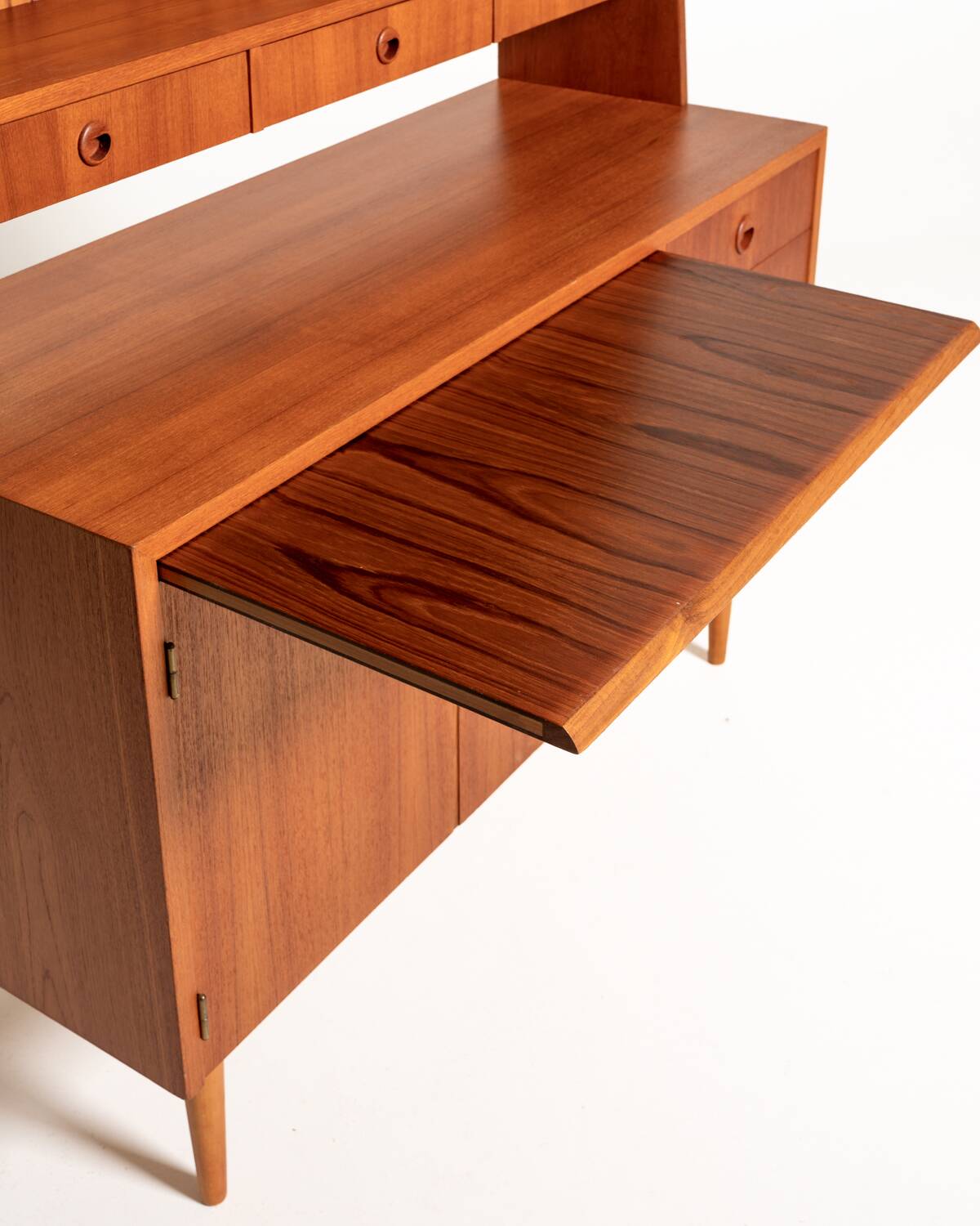 Swedish teak bookcase with writing desk, 1960s