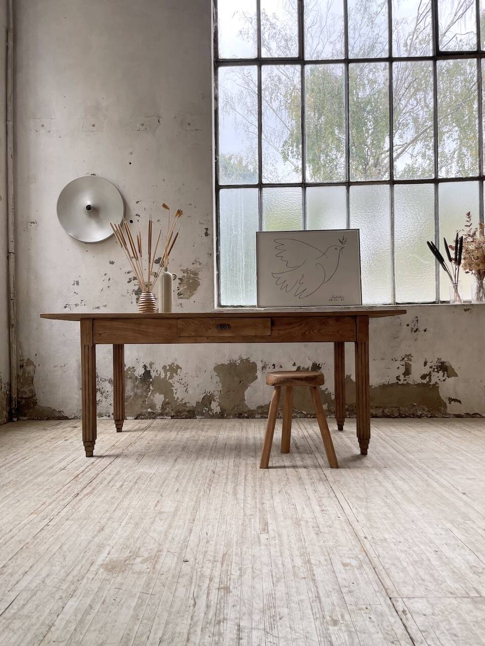 1950s oak butcher's farm table