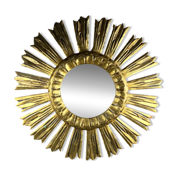 Miroir Soleil en bois doré