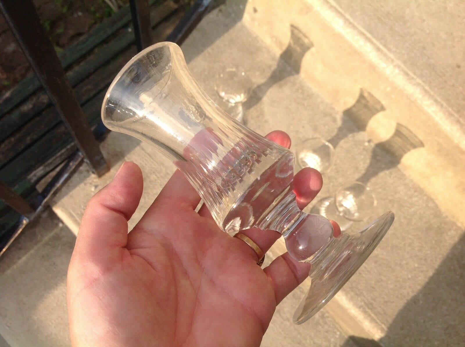 Louis Philippe glasses with white wine 19th glass blown