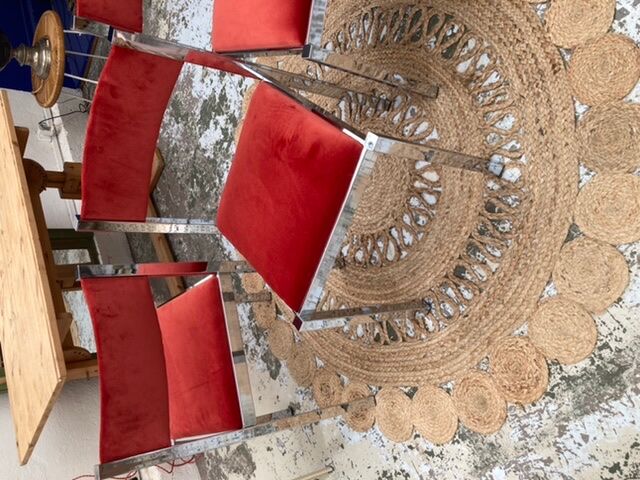 Series of 4 chrome chairs 70s