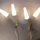 Pair of mid-century modern opaline brass wall lights, Maison Lunel, France, 1950