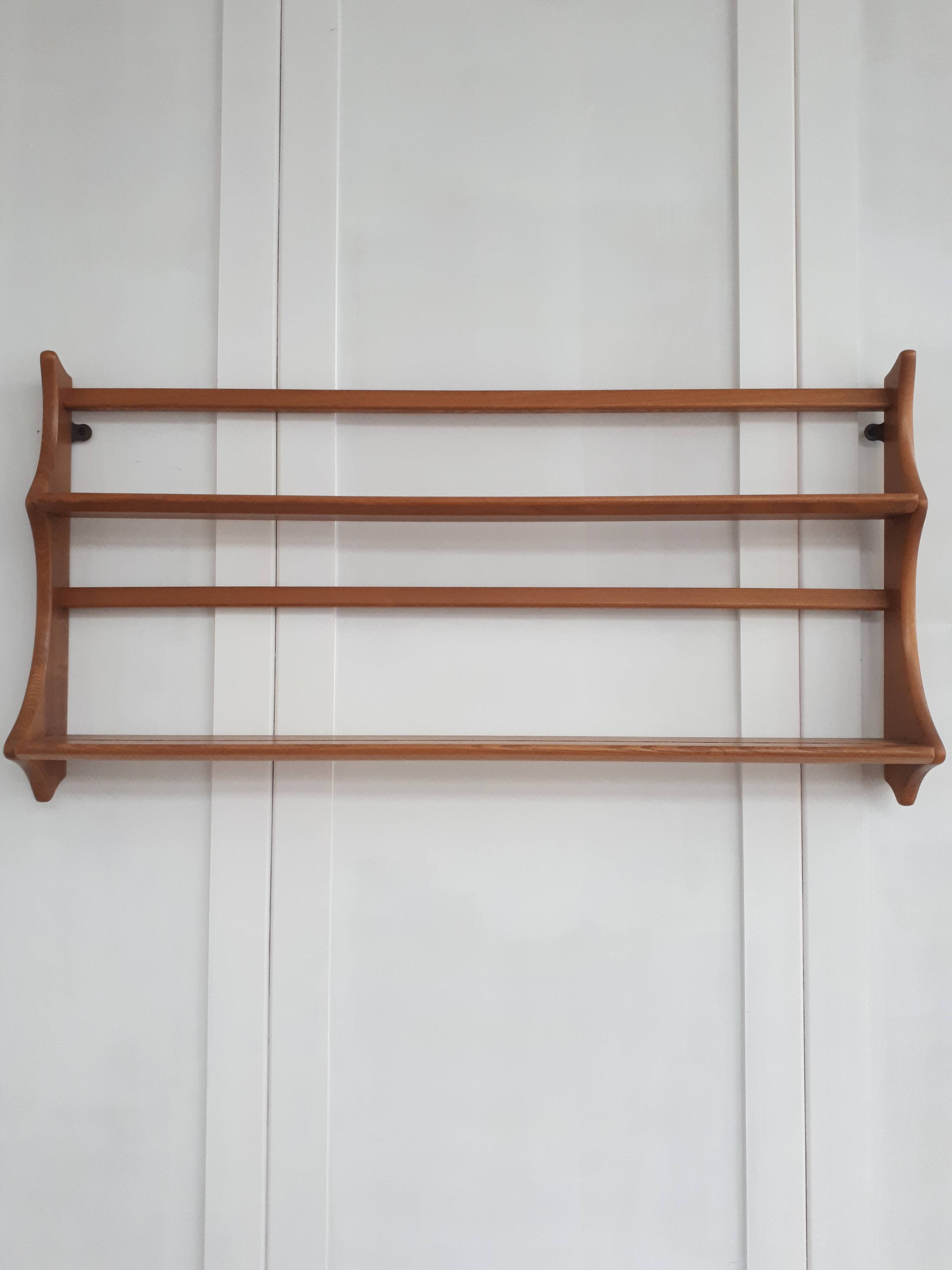 Vintage wall shelf in solid elm by Lucian Ercolani C1960 Ercol