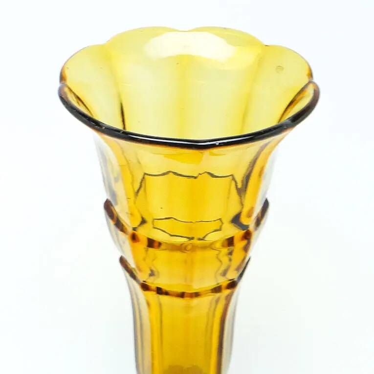 Art Deco vase, honey glass, Val Saint Lambert, Belgium, 1960s