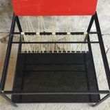 Metal modernist coffee table with scoubidou magazine racks design 1950