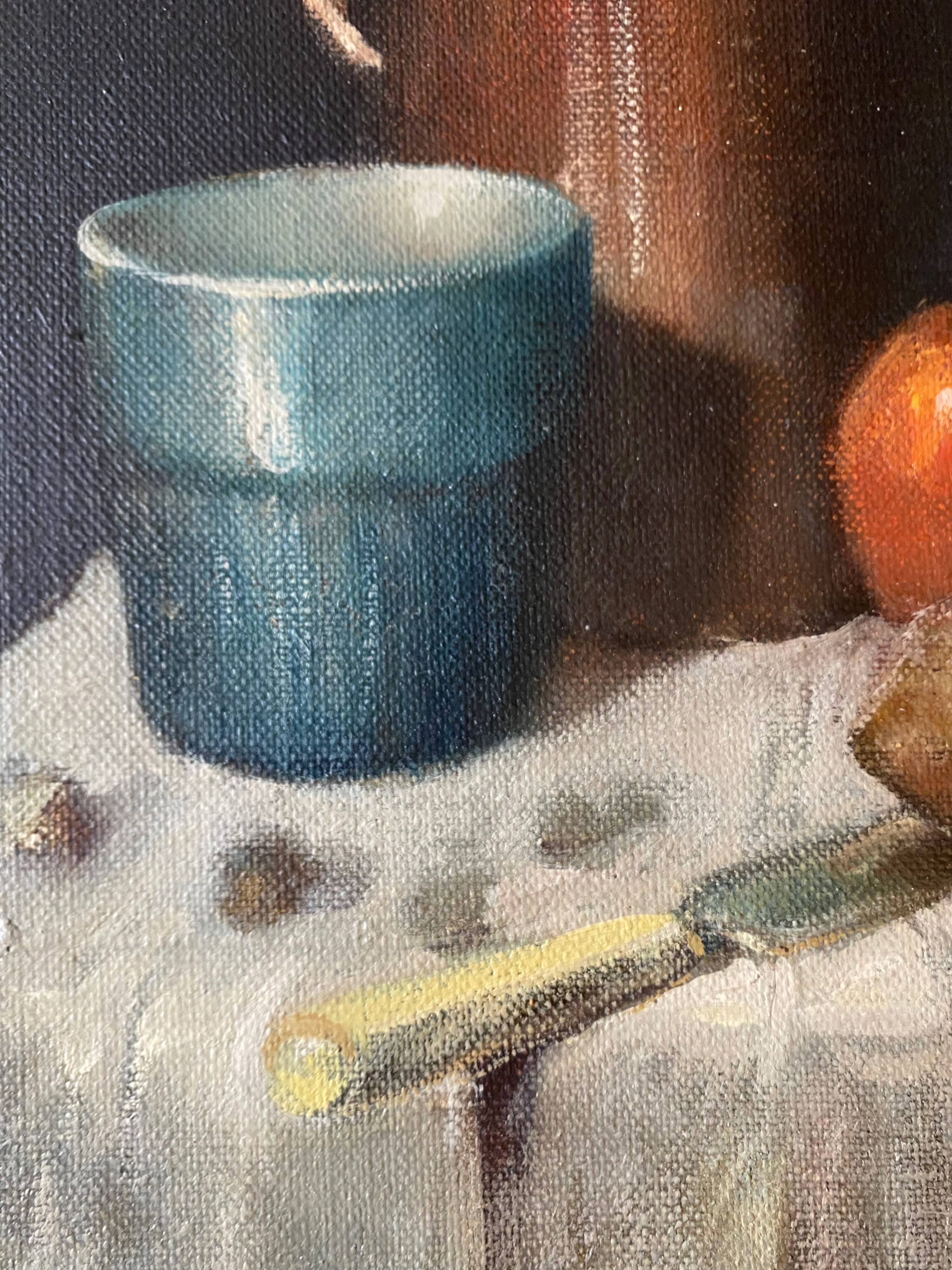 Painting "Still life with lemon" cf. Pieter Claesz by Yoram LUKOV (born in 1940)