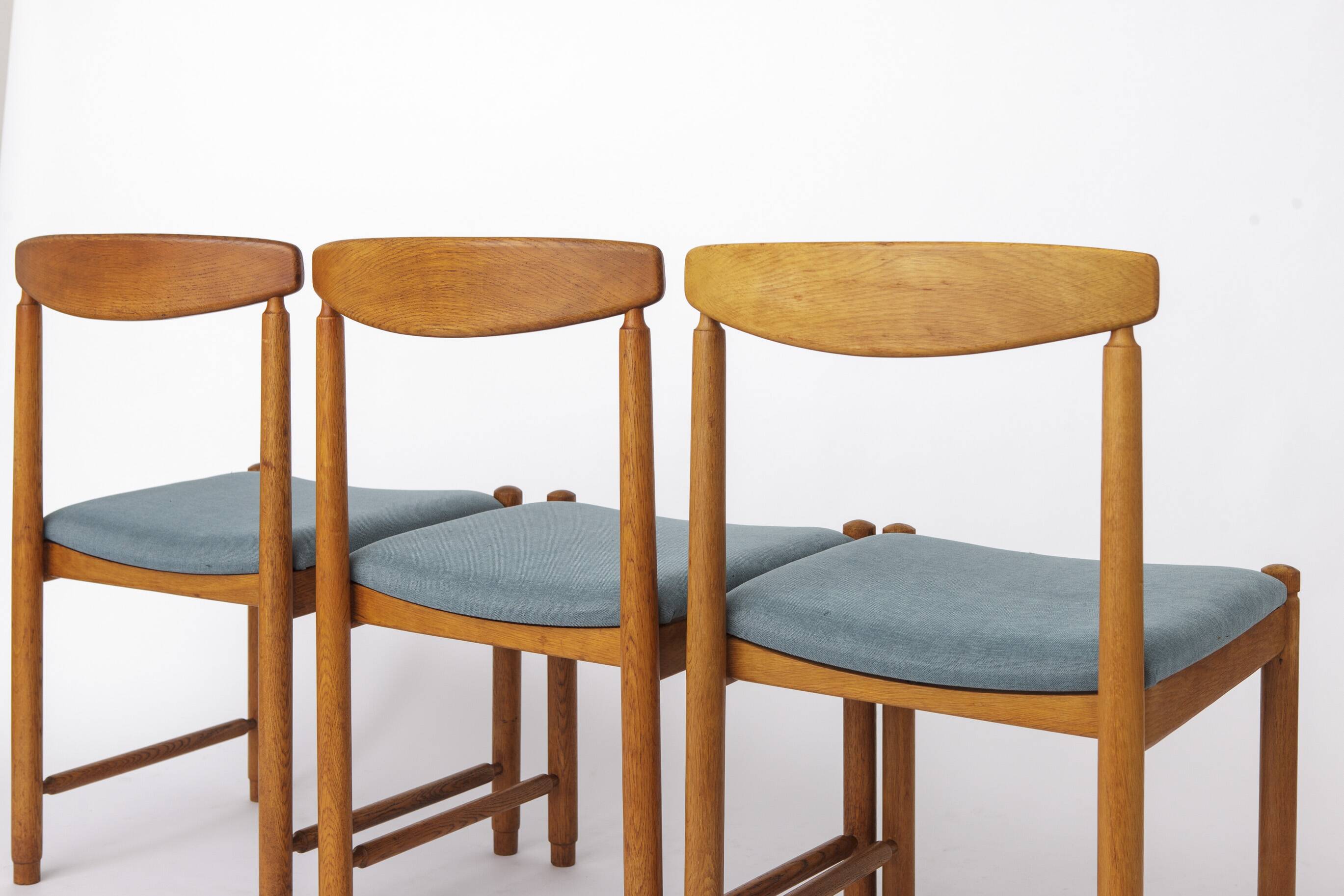 Set of 5 Vintage Oak Dining Chairs Germany 1960s Mid Century Modern