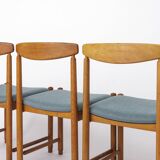 Set of 5 Vintage Oak Dining Chairs Germany 1960s Mid Century Modern