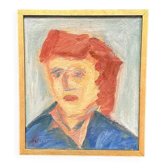 Huile sur toile originale suédoise - "Portrait" par Bengt Delefors - Signé - Vintage et encadré - 38 × 33,5 cm (15" × 13,2")