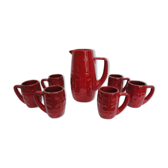 Vintage ceramic red lemonade service