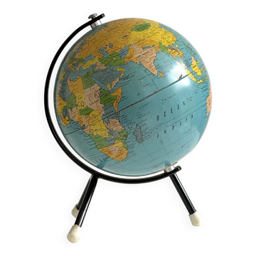 Globe terrestre en tôle vintage 1960's