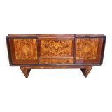 Art Deco Walnut, Briar Root and Ebonized Beech Sideboard, Italy