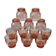 Lot de 12 verres à eau en verre rose art déco