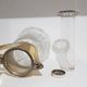 Carafe, transparent crystal, gilded brass, Germany, 1950s
