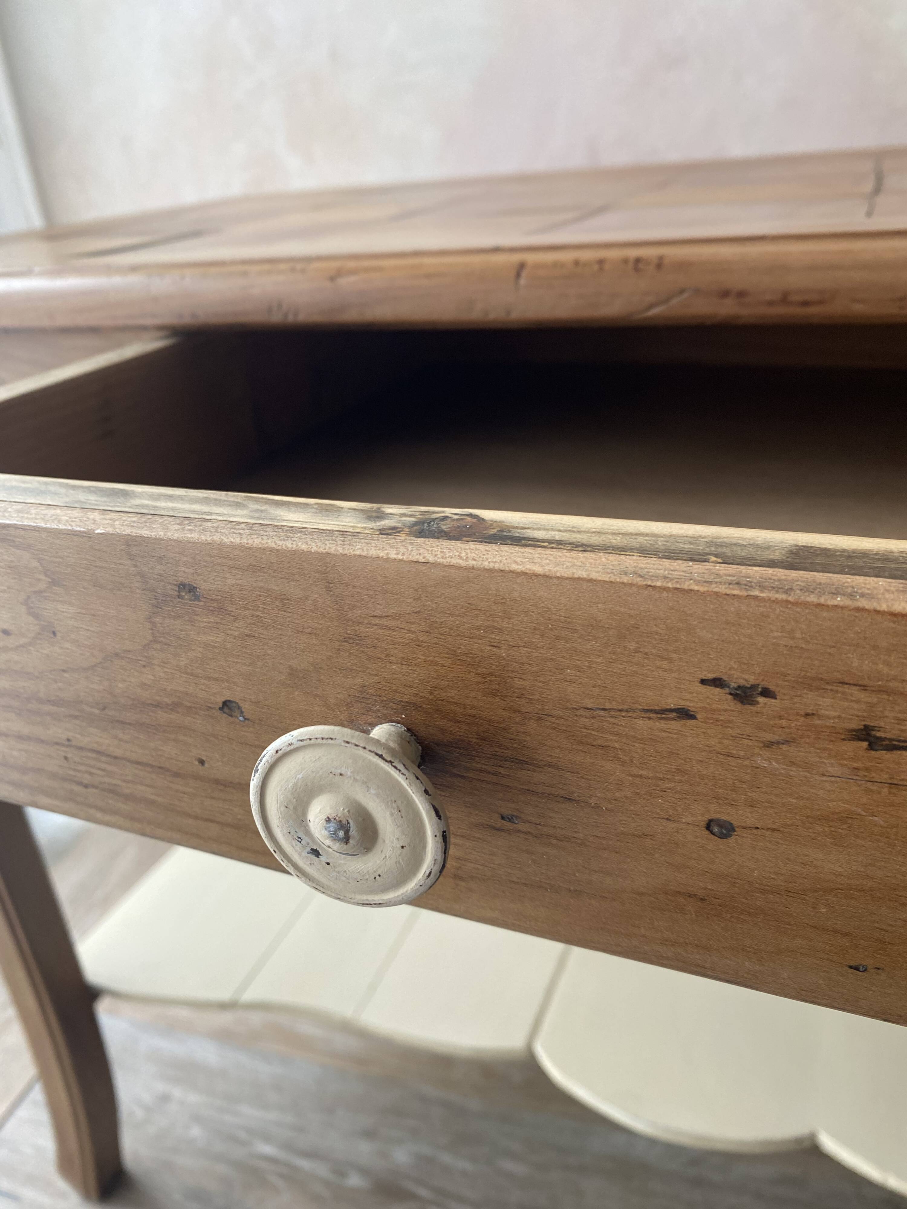 Old console in solid cherry wood - rustic Louis XV style