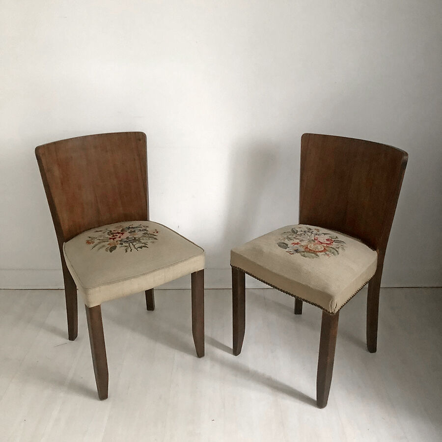 Pair of 50's vintage chairs decorated with flowers