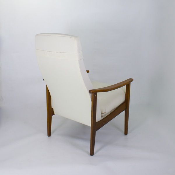 Scandinavian high-back armchair from the 1960s, adjustable headrest, restored