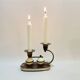 Ancien bougeoir Art Déco double laiton bois celluloïd 1930 vintage moderniste