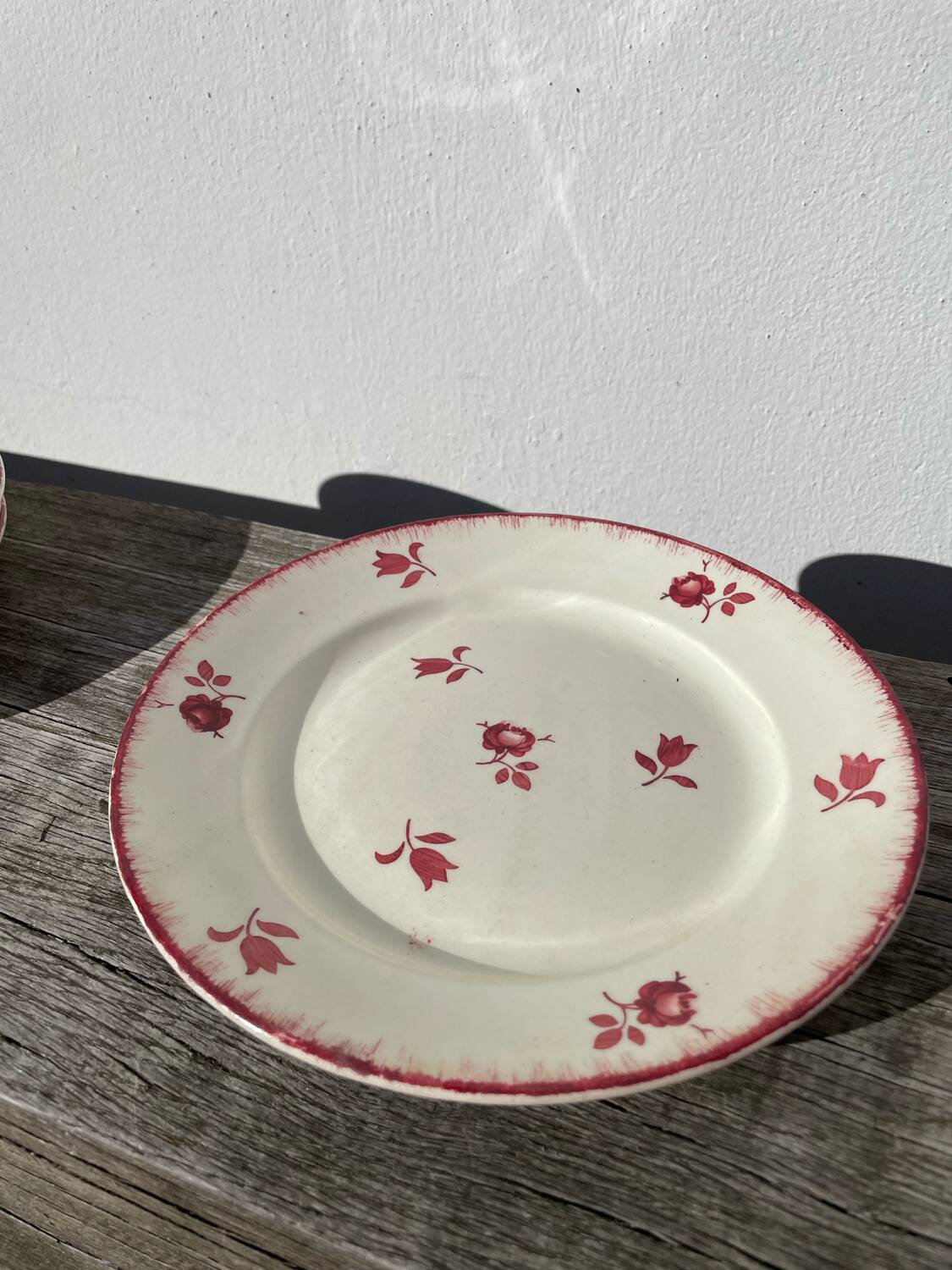 4 old Luneville flower plates