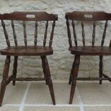 4 solid wood western-style "smoker's chairs" made of oak