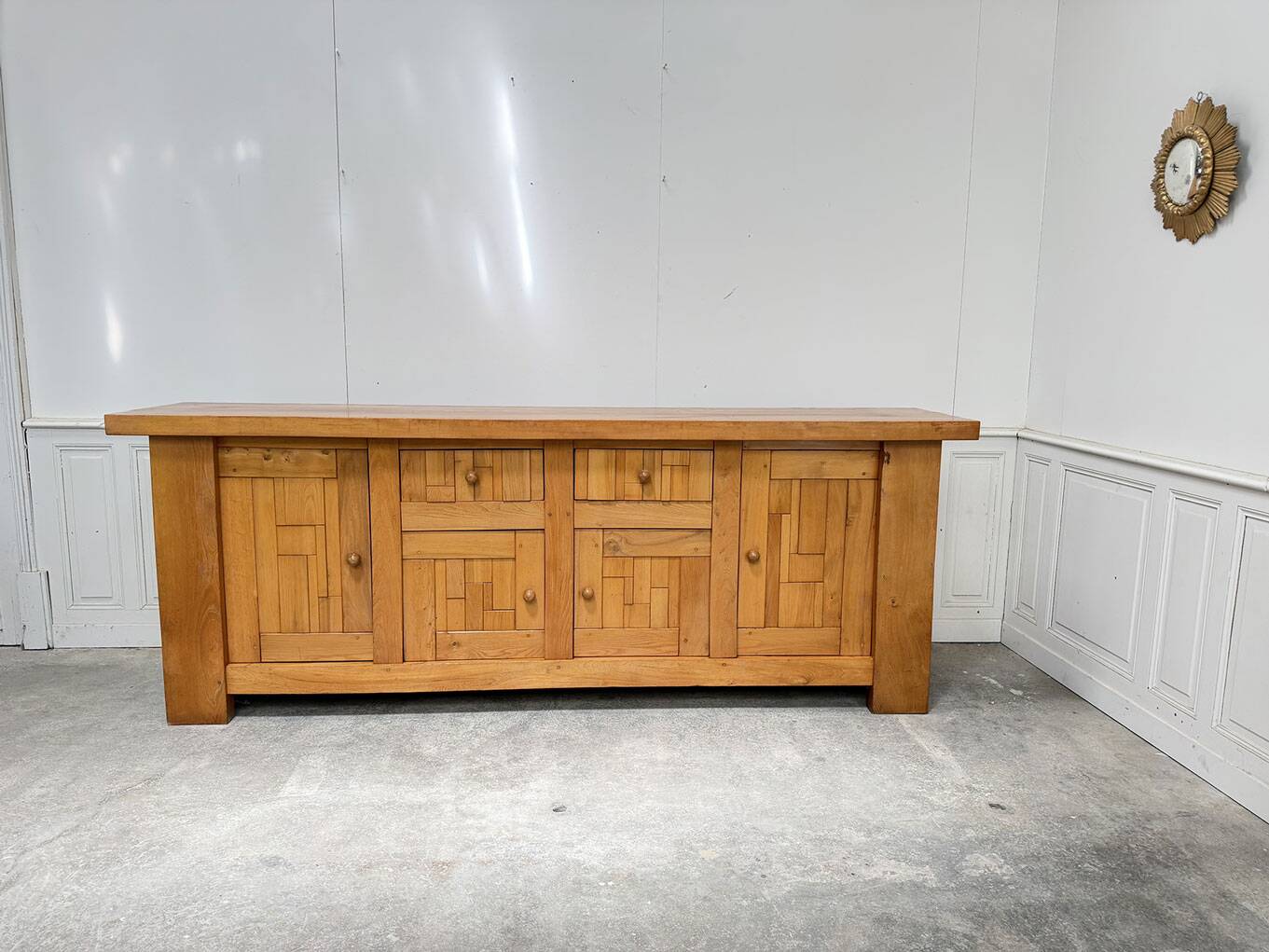 Brutalist 70's sideboard in solid elm