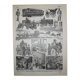 Lithograph • The old post office, mail, letter • Original engraving from 1898