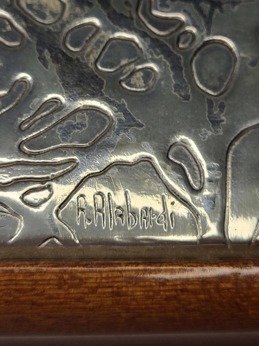 Italian Zeta Studio D'Arte Silver wooden Box w/ Sterling Silver Top