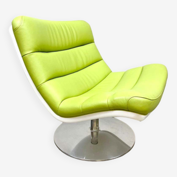 Vintage Dutch design swivel chair Artifort F978 'Green spirit'