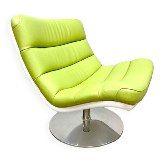 Vintage Dutch design swivel chair Artifort F978 'Green spirit'