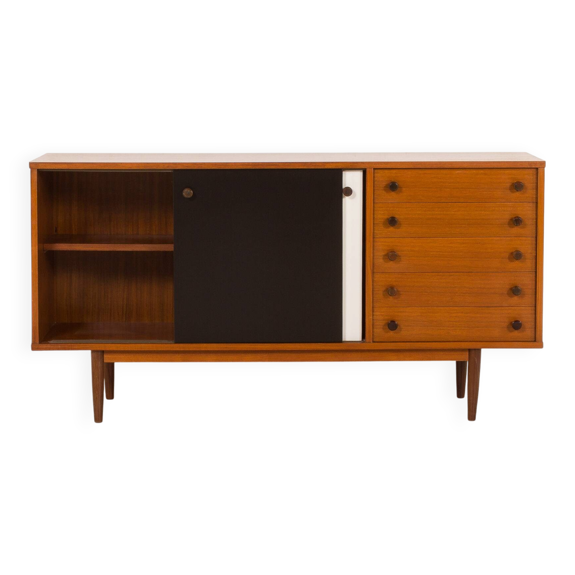 Vintage teak sideboard in the style of Charlotte Perriand, 1970s