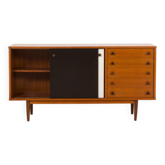 Buffet en teck vintage dans le style de Charlotte Perriand, années 1970.