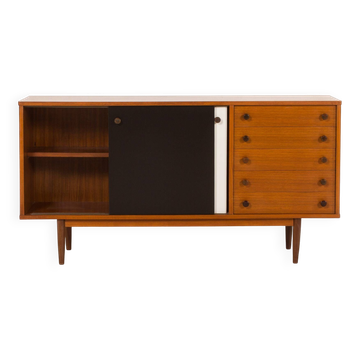 Vintage teak sideboard in the style of Charlotte Perriand, 1970s