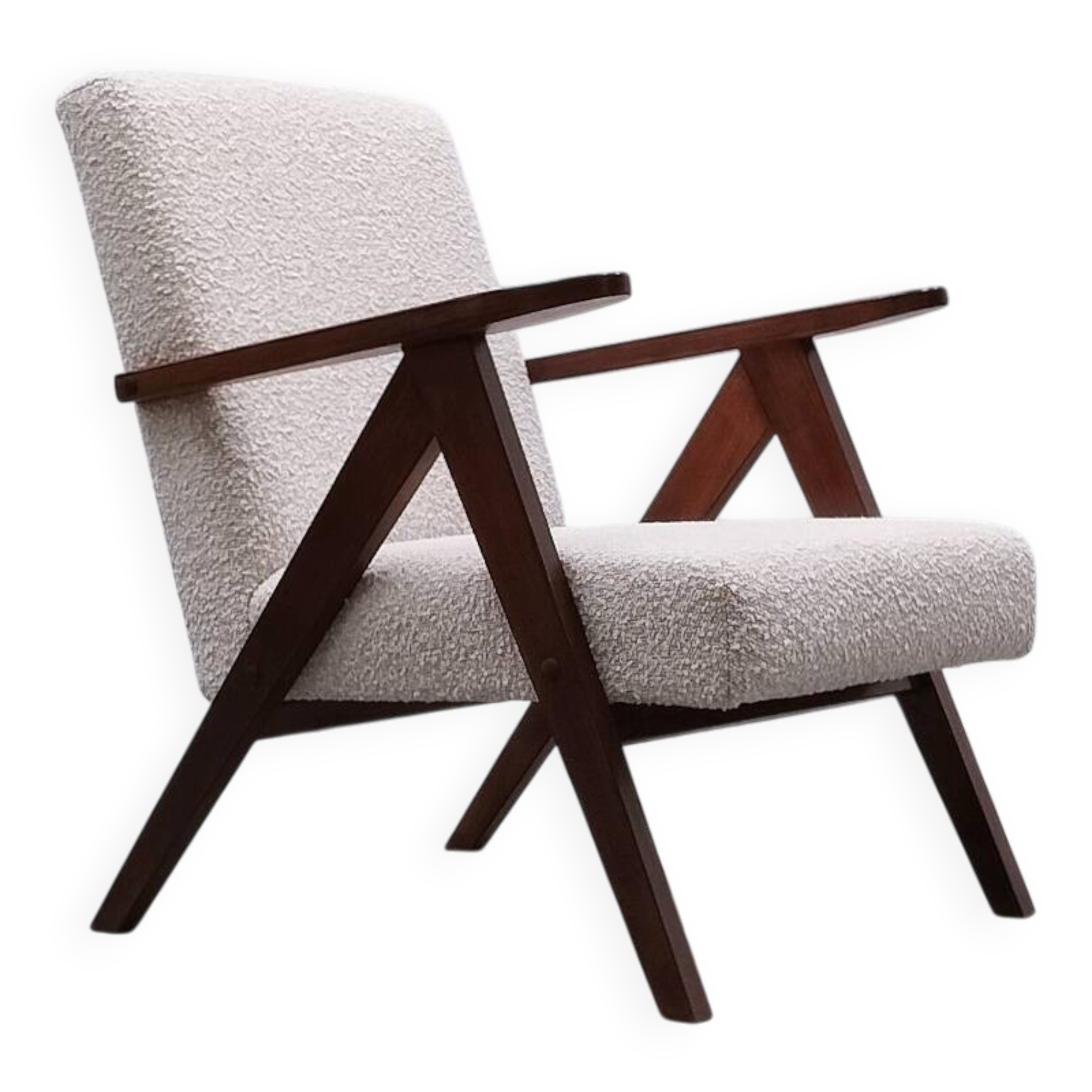 Mid Century Easy Chair Model B - 310 Var in Ivory Buckle