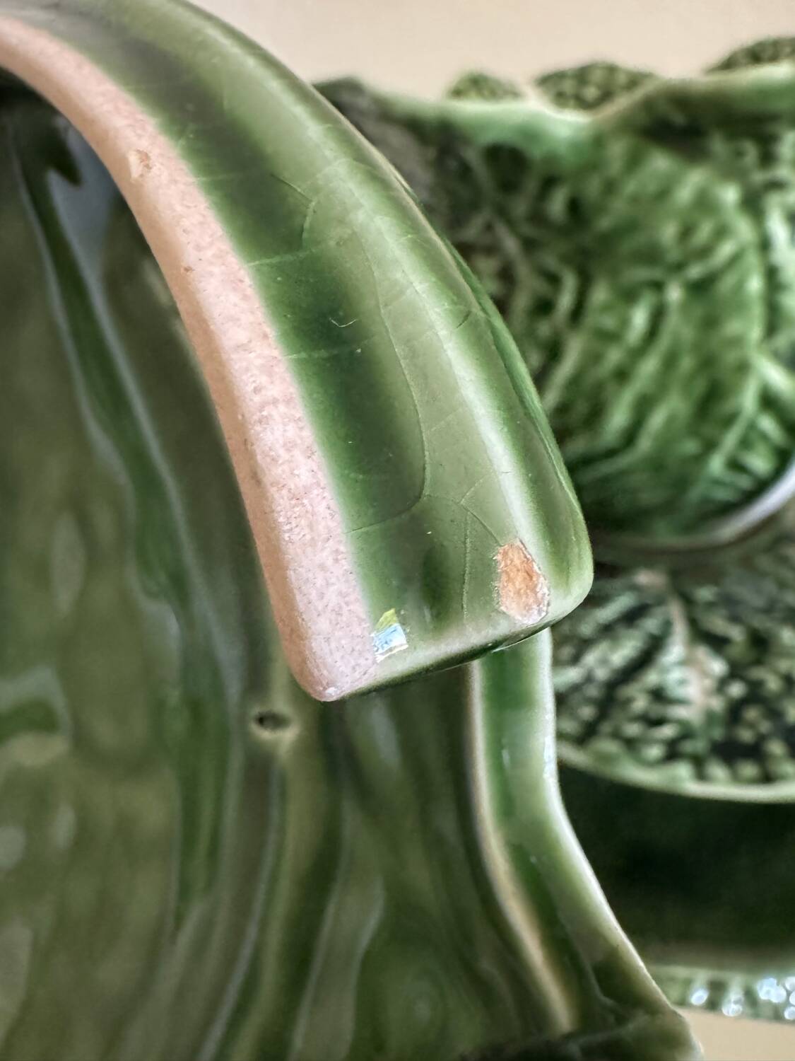 Vintage Caldas ceramic green cabbage tureen