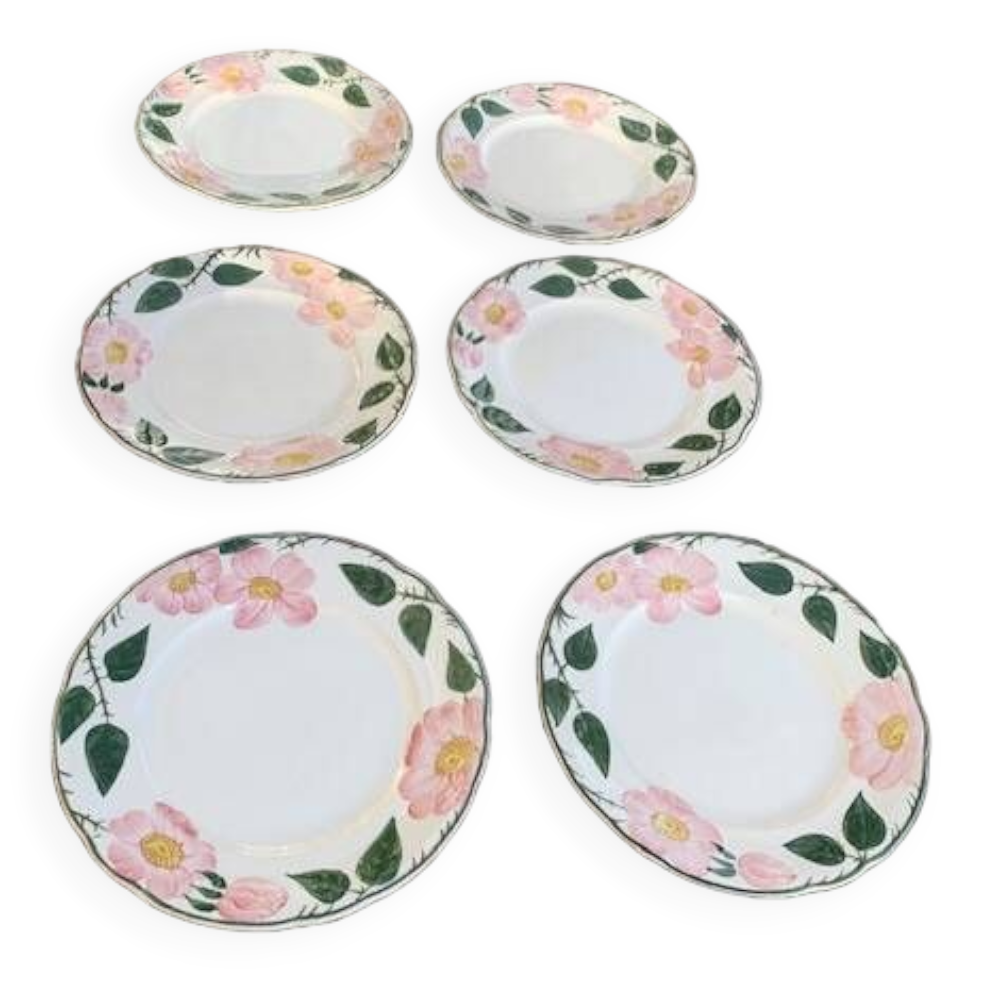6 small earthenware dessert plates, Villeroy and Boch, wild rose, hawthorn, west germany