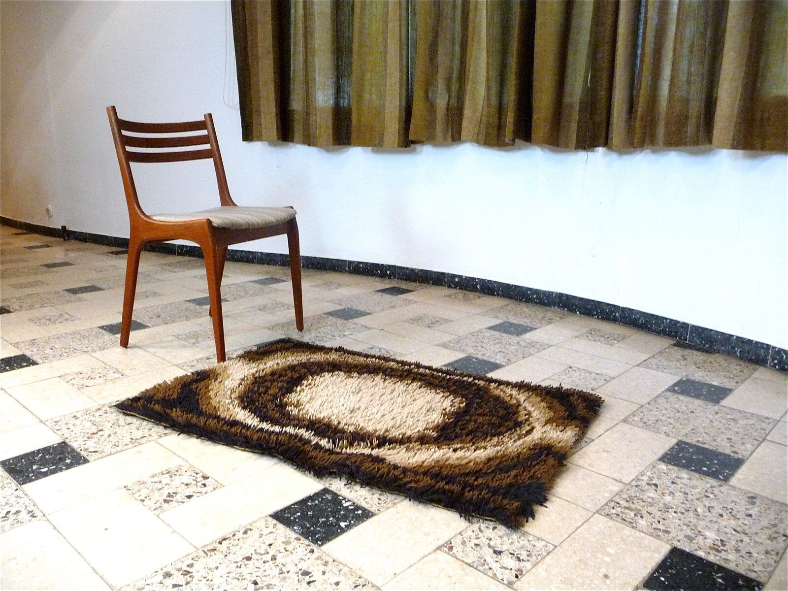 Abstract brown Scandinavian modern rug by Ege Rya, Denmark 1960s