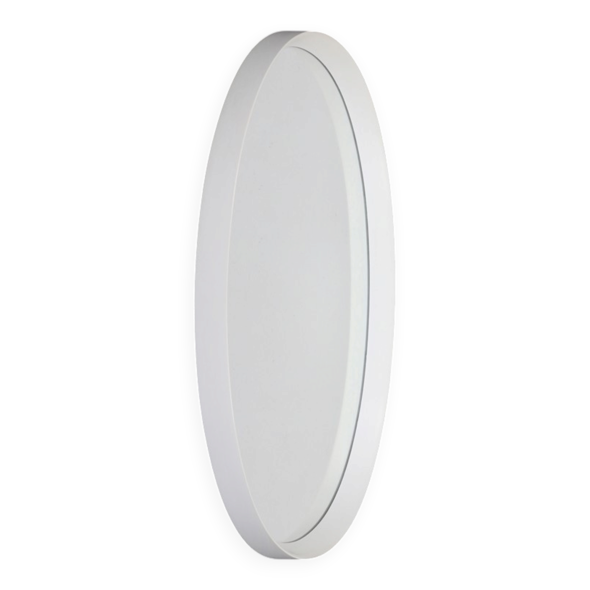 Big, oval mid-century mirror / 1960s / 1970s / white / sanded finish / Space Age