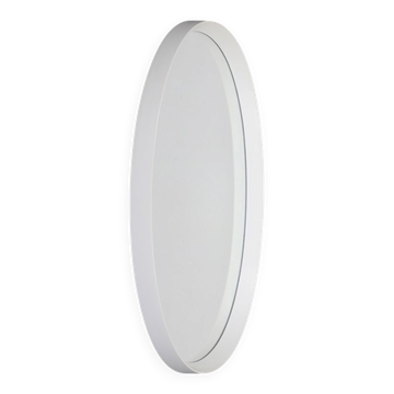 Grand miroir ovale des années 1960 / 1970 / blanc / finition poncée / Space Age