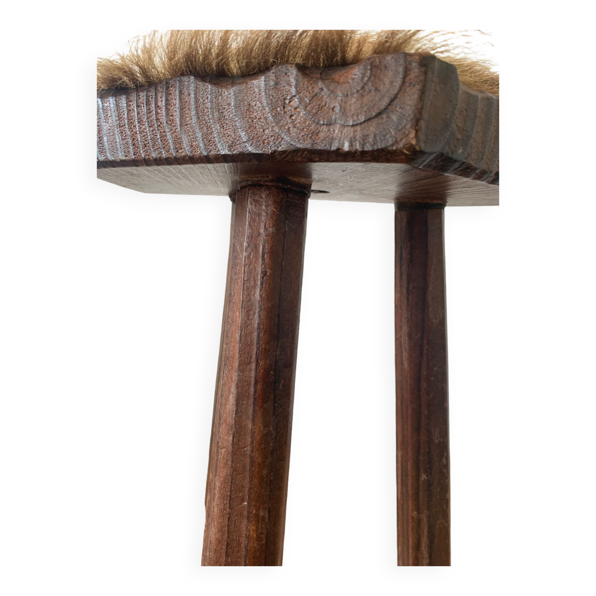Wood and skin tripod stool
