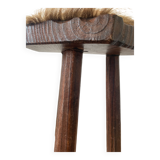 Wood and skin tripod stool