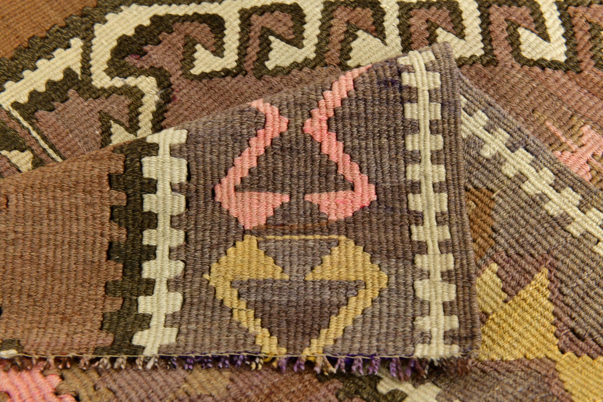 Brown & Beige Tribal Turkish Kilim Rug 132x200Cm SK 35210