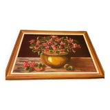 Oil on canvas cut of cyclamens 1974 signed garcin