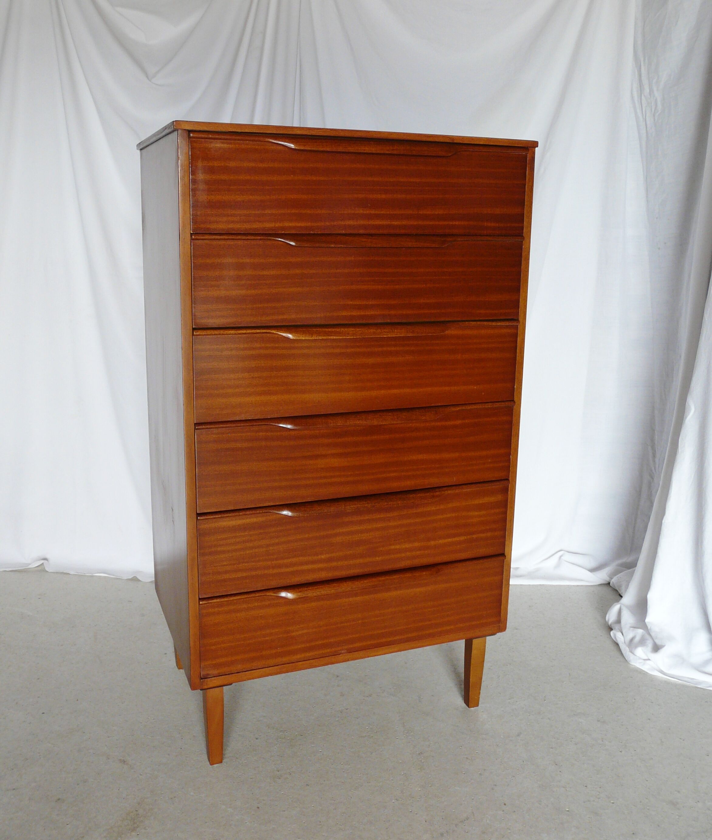 High Scandinavian teak chest of drawers