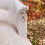 Old toad armchair in beige velvet